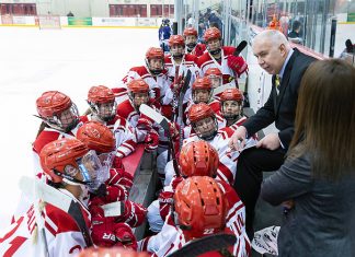 Kevin Houle behind the bench at Plattsburgh (Plattsburgh Athletics)