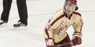 Andie Anastos (BC - 23) - The Boston College Eagles defeated the visiting University of Maine Black Bears 5-1 on Sunday, October 6, 2013, at Kelley Rink in Conte Forum in Chestnut Hill, Massachusetts. (Melissa Wade)