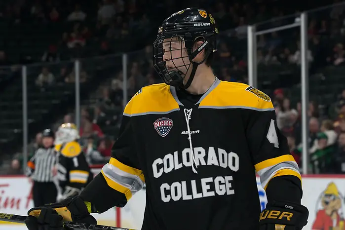 Bryan Yoon (Colorado College-4) 2019 March 22 St. Cloud State University and Colorado College meet in the semi finals of the NCHC Frozen Face Off at the Xcel Energy Center in St. Paul, MN (Bradley K. Olson)