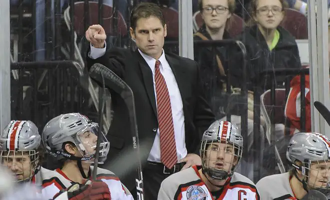 Photo By: Jamie Sabau Ohio State's Steve Rohlik directs from the bench. (Jamie Sabau)