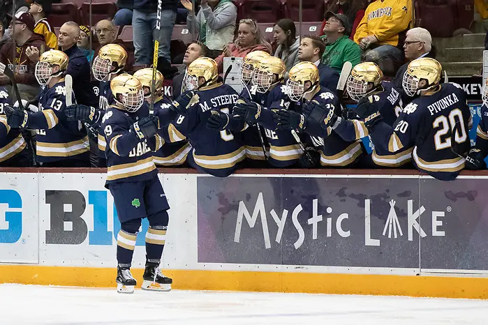 02 Nov 19: The University of Minnesota Golden Gopher host the University of Notre Dame Fighting Irish in a B1G matchup at 3M Arena at Mariucci in Minneapolis, MN. (Jim Rosvold)