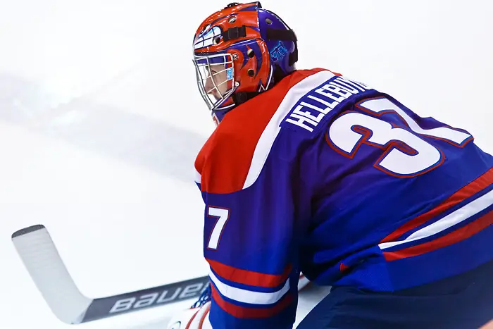 Connor Hellebuyck (UMass Lowell - 37). (Shelley M. Szwast)