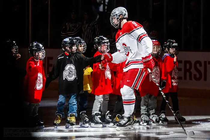 JAN 26, 2018: Tanner Laczynski (OSU - 9)  The #6 Ohio State Buckeyes shut out the #20 Michigan Wolverines 4-0 at Value City Arena in Columbus, OH. (Rachel Lewis - USCHO) (Rachel Lewis/©Rachel Lewis)