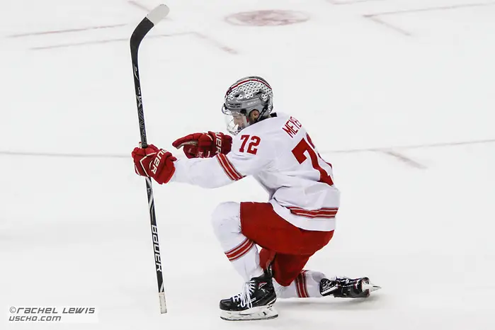 Photo By: Rachel Lewis/©Rachel Lewis Carson Meyer (OSU - 72) The Ohio State Buckeyes lose 4-3 to the University of Minnesota Golden Gophers Saturday, February 16, 2019 at Value City Arena in Columbus, OH. (Rachel Lewis - USCHO) (Rachel Lewis/©Rachel Lewis)