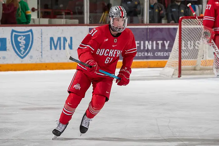 02 Nov 19: The University of Minnesota Golden Gopher hosts the Ohio State University Buckeyes in a B1G matchup at 3M Arena at Mariucci in Minneapolis, MN. (Jim Rosvold)