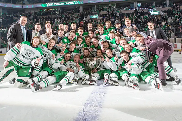 2020 February 21University North Dakota and  St. Cloud State University and meet in NCHC conference game at the Herb Brooks National Hockey Center in St. Cloud, MN (Bradley K. Olson)