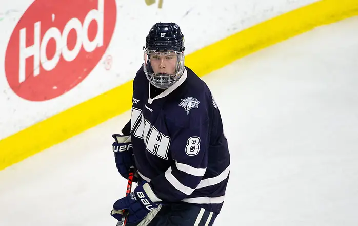 LOWELL, MA - FEBRUARY 28: Max Gildon #8 of the New Hampshire Wildcats. The UMass Lowell River Hawks play host to the New Hampshire Wildcats during NCAA men's hockey at the Tsongas Center on February 28, 2020 in Lowell, Massachusetts. (Photo by Rich Gagnon/USCHO) (Rich Gagnon)